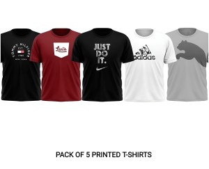 Men’s Premium Stitched Jersey Printed T-Shirts – Pack of 5 | Soft & Breathable