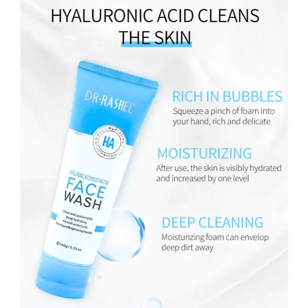 DR RASHEL Hyaluronic Acid Moisturizing and Smooth Face Wash, 100g